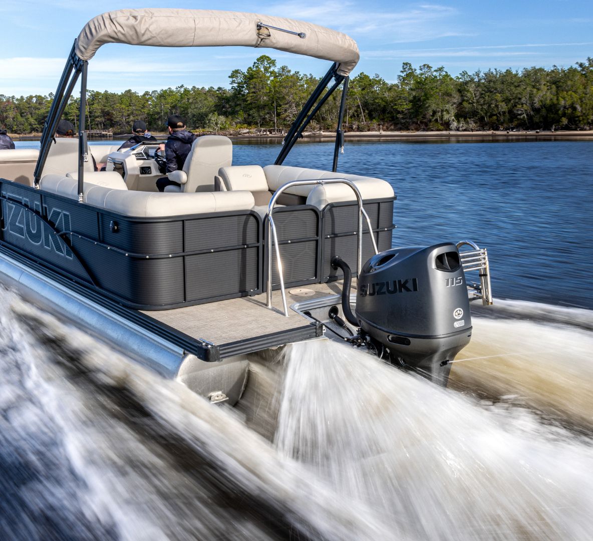 DF115B STEALTH motor on a boat